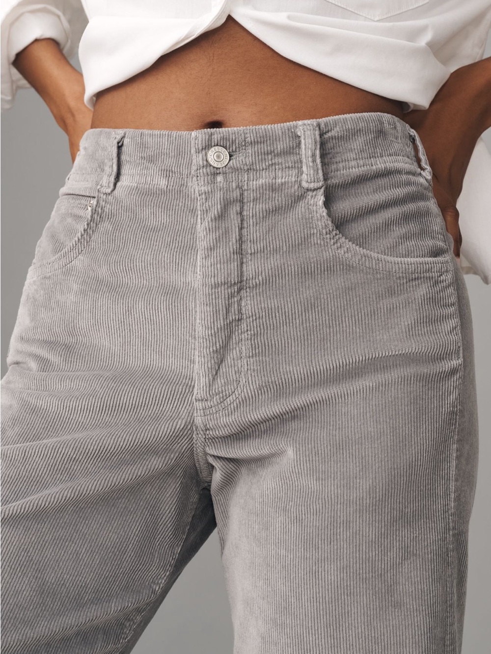 Pilcro Anthropologie Adi Corduroy Mid-rise Flare Jeans Size 20 Gray - Picture 2 of 13
